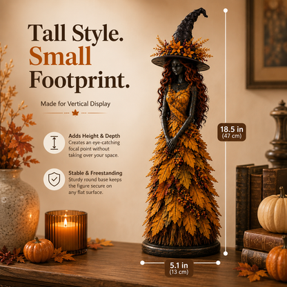 🍂 OOAK Handcrafted Autumn Leaf Magic Witch Figurine 🔮 (Free Shipping on Buy 2)