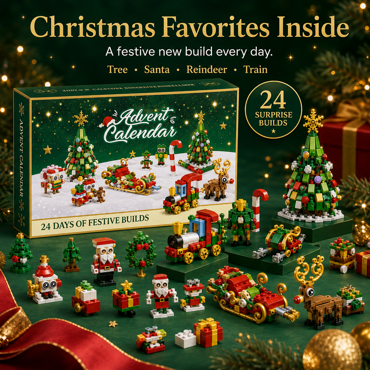 🎄 24-Day Christmas Building Blocks Advent Calendar Gift Set 🎅