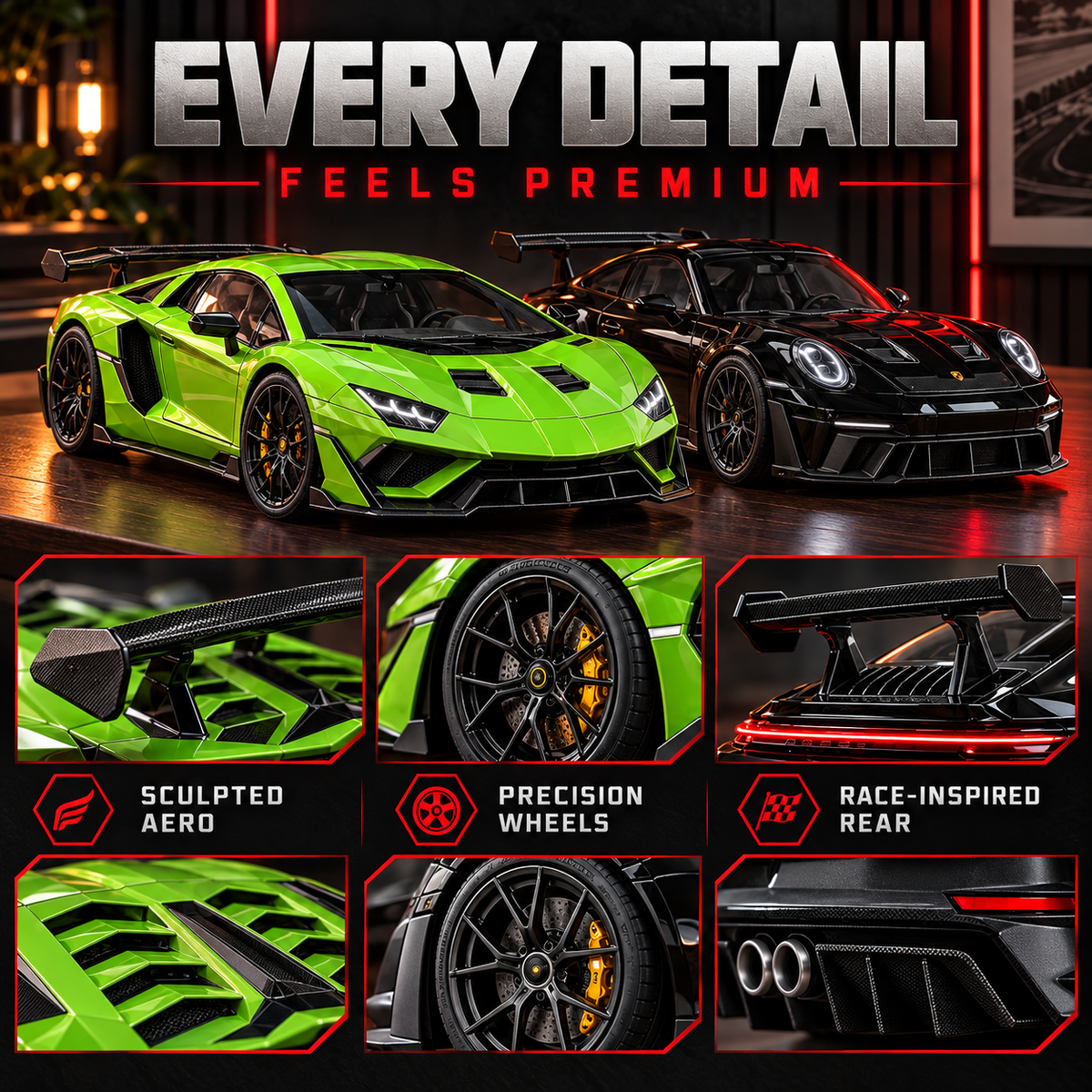 🔥50% OFF🔥🏎️ Track-Inspired Sports Car Display Model – Exhaust Mist Effect Collector Decor!!!