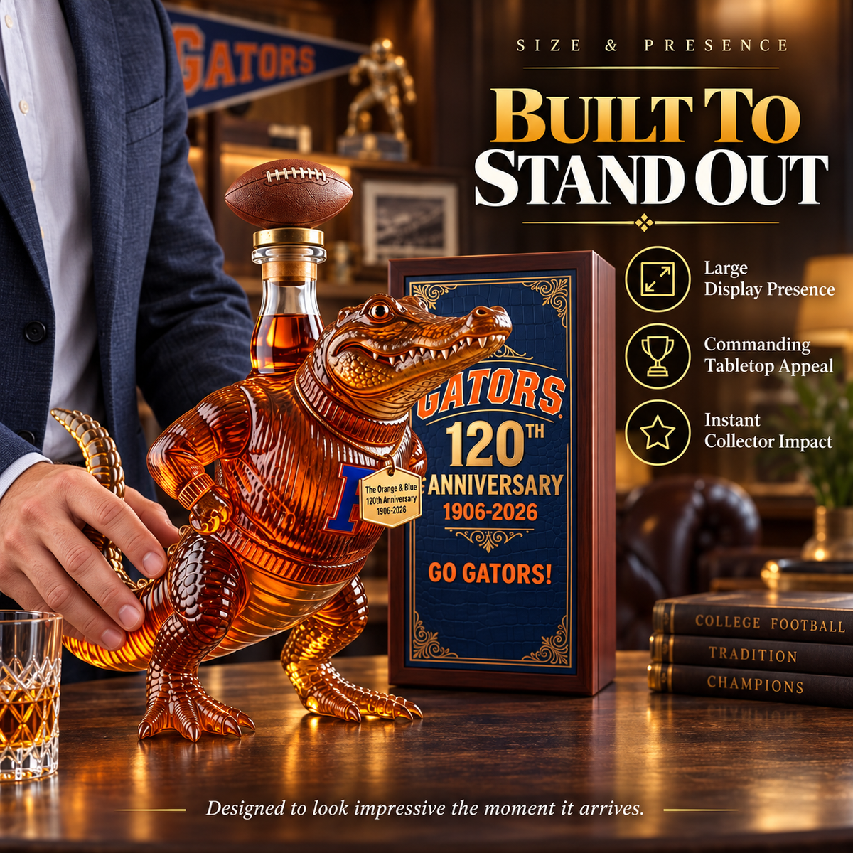 🐊 Gators 120th Anniversary Whiskey Decanter – Football Mascot Collectible 🏈