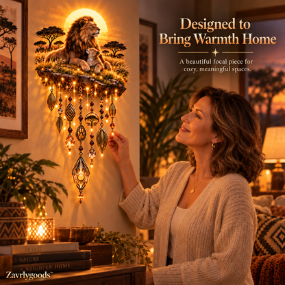🔥Today 59% OFF🔥Majestic Savannah Family Glow™ – Lion & Cub Illuminated Wall Decor
