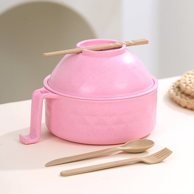 🍜 Microwavable Wheat Straw Ramen Bowl Set With Utensils 🥢