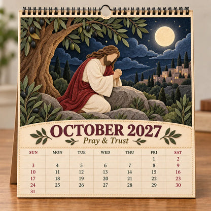 ✝️ 2027 A Year With Jesus Wall Calendar – 12-Month Gospel Art & Scripture Planning 🕊️