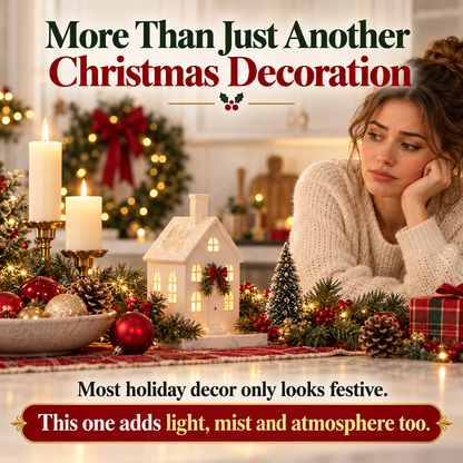 🎄 Lighted Christmas House Diffuser – Cozy Holiday Cottage with Gentle Mist ✨