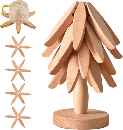 🌳 5-In-1 Foldable Bamboo Christmas Tree Trivet Set ♨️