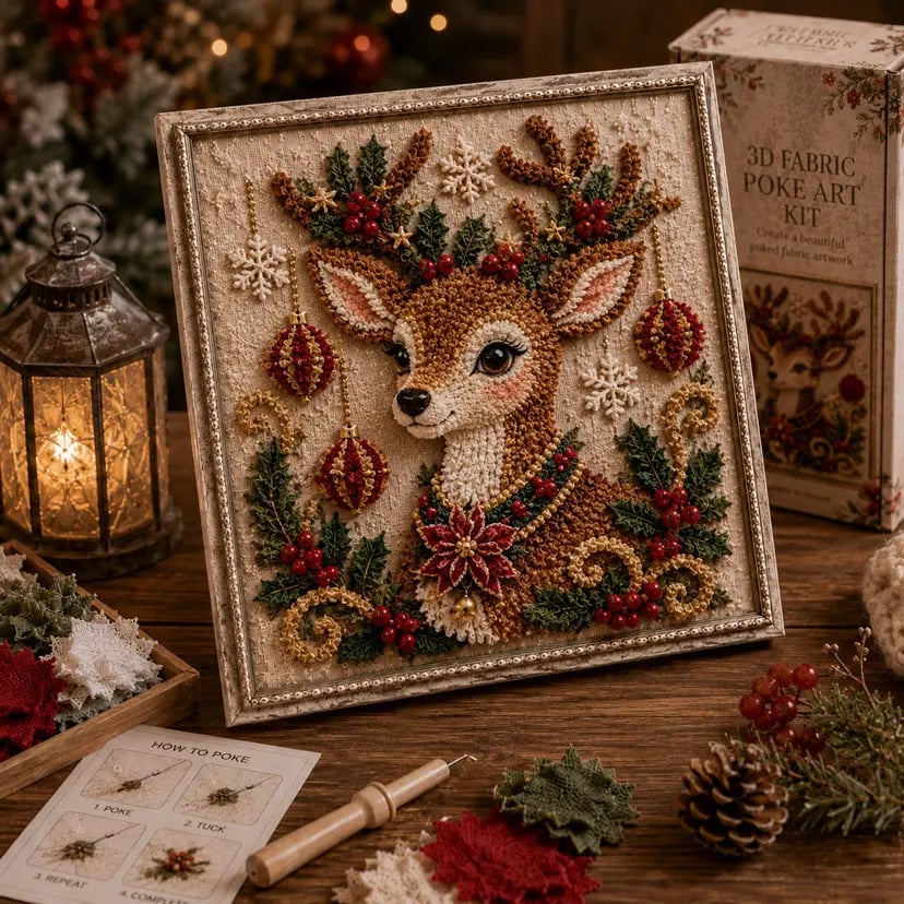 🎄3D Christmas Fabric Poke Art Kit – DIY Holiday Craft for Adults & Beginners