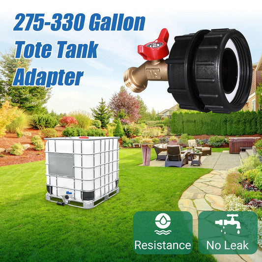 IBC Tote Adapter Kit with Brass Shut-Off Valve for Garden Hose