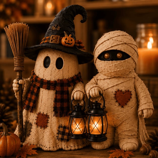 🔥Last Day 49% OFF -🎃 Cute Spooky Halloween Mantel Figurine – Cozy Resin Decor 🍂