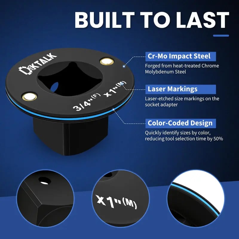🔩2026 Upgraded Ultra Low Profile Stubby Impact Socket Adapter Reducer 4-Piece Set 🦾