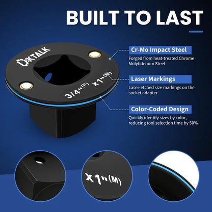 🔩2026 Upgraded Ultra Low Profile Stubby Impact Socket Adapter Reducer 4-Piece Set 🦾