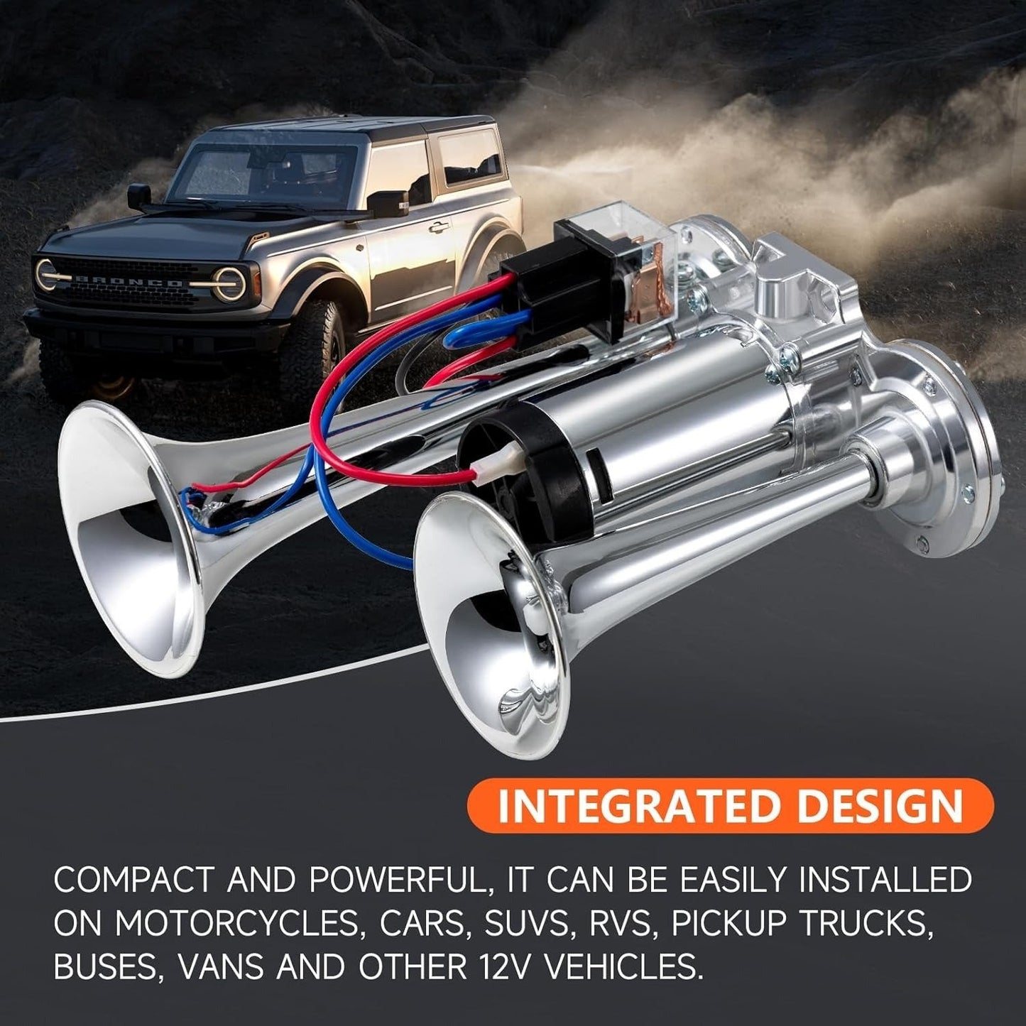 📢2026 Upgraded 150dB Super Loud 12V Dual Air Horn Kit ⚡
