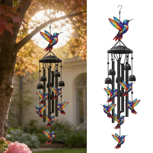 🔥2026 Spring Hot Sale🔥-🐦Vintage Colorful Hummingbird Wind Chime with Metal Tubes and Bells