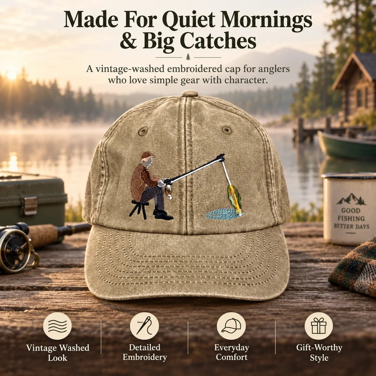 🔥LAST DAY 50% OFF - 🎣🧢 Catch of the Day Interactive Fishing Cap