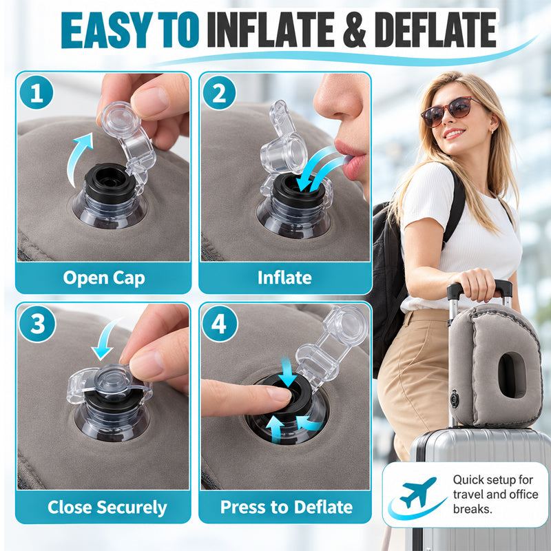 Portable Inflatable Airplane Sleep Pillow