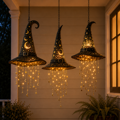 🧙‍♀️ Glowing Witch Hat Hanging Light – Halloween Star Lantern Decor