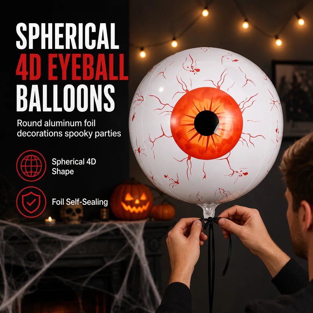 🔥HOT SALE 49% OFF🎃 Giant 22' 4D Eyeball Balloons | Creepy Halloween Party Decorations for Spooky Home & Garden