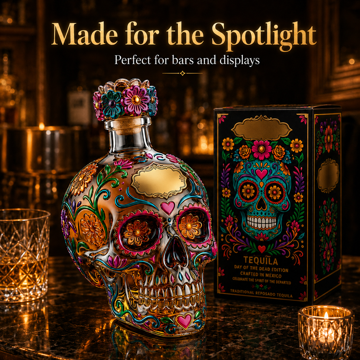 🔥🍷Limited edition Day of the Dead tequila bottle🎁