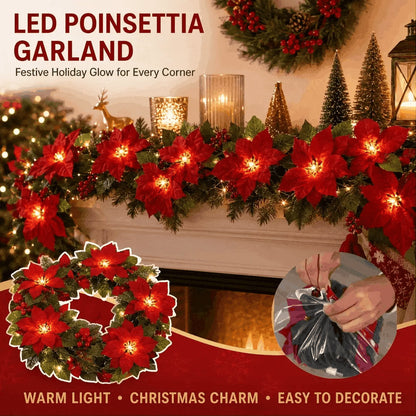 ✨ Cozy Christmas Poinsettia Vine Lights | Add Magic to Your Fireplace & Holiday Table 🎄