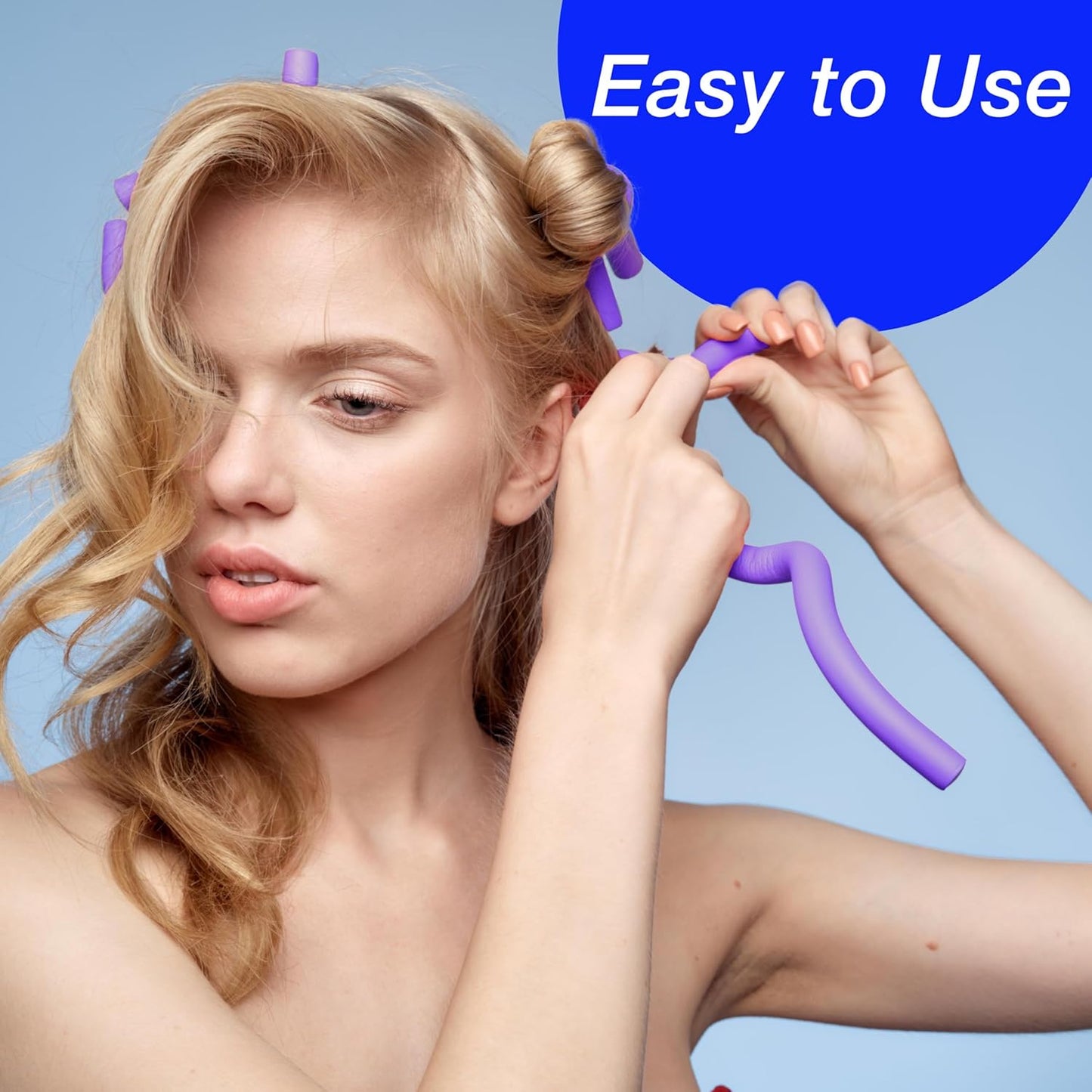 A heatless curling wand in various sizes for creating spiral curls and waves