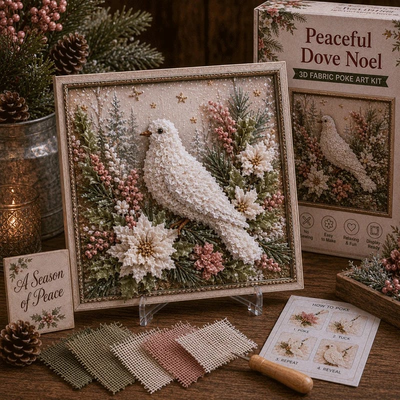 🎄3D Christmas Fabric Poke Art Kit – DIY Holiday Craft for Adults & Beginners