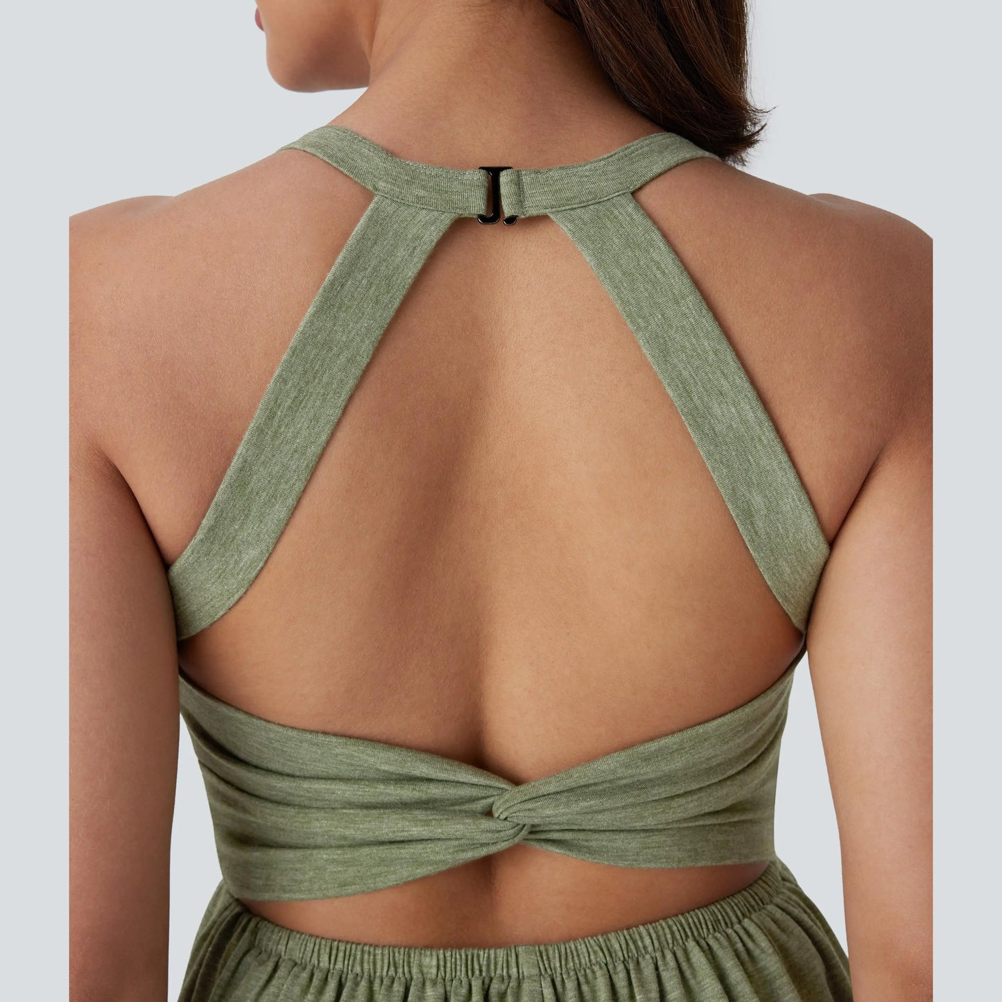 🌿 Breezy Backless 2-in-1 Resort Romper with Pockets