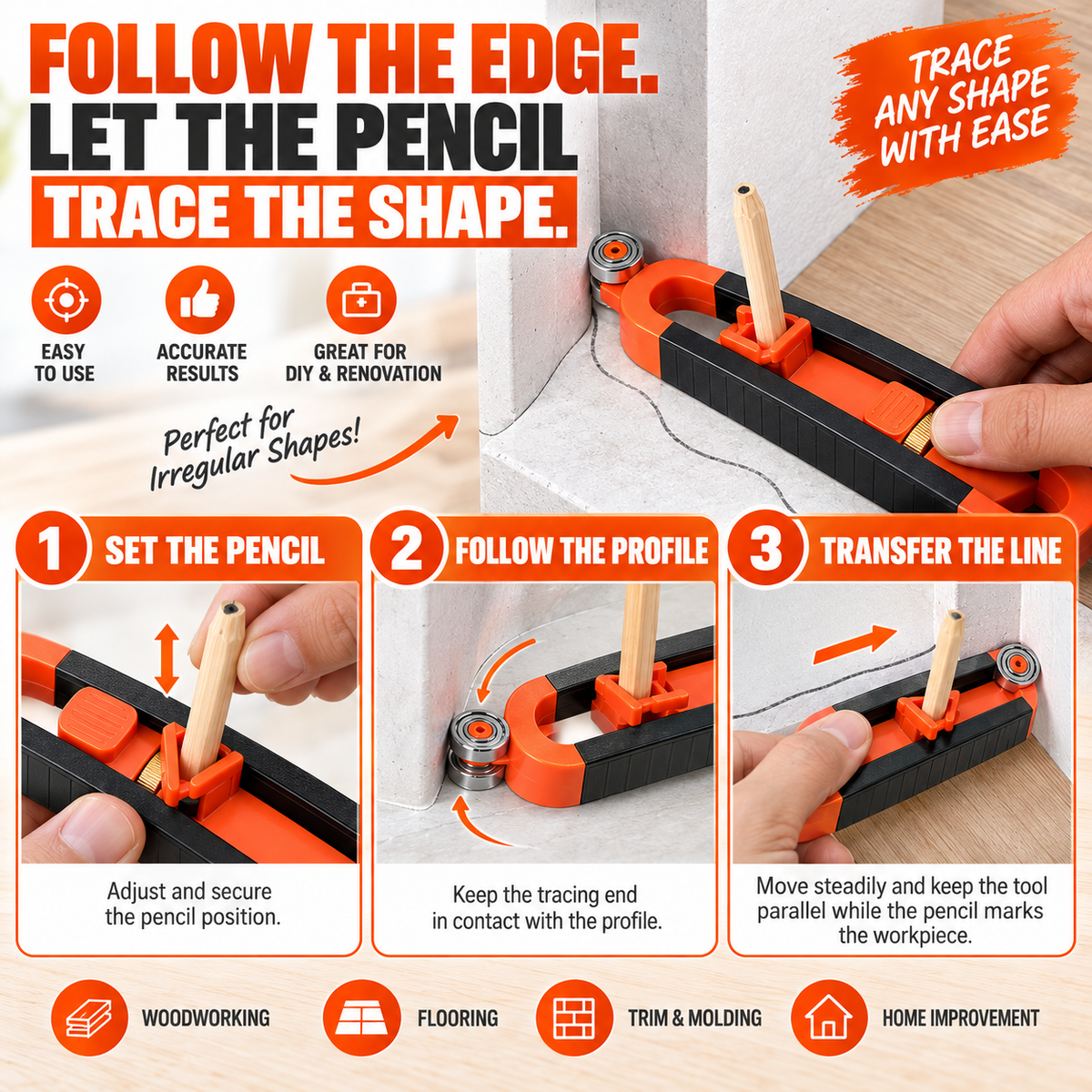 🏠Contour Gauge Scribe Tool with Lock and Pencil
