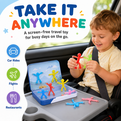 🧲 10-Pack Magnetic Bendy Figure Fidget Toys with Metal Storage Tin 🌈