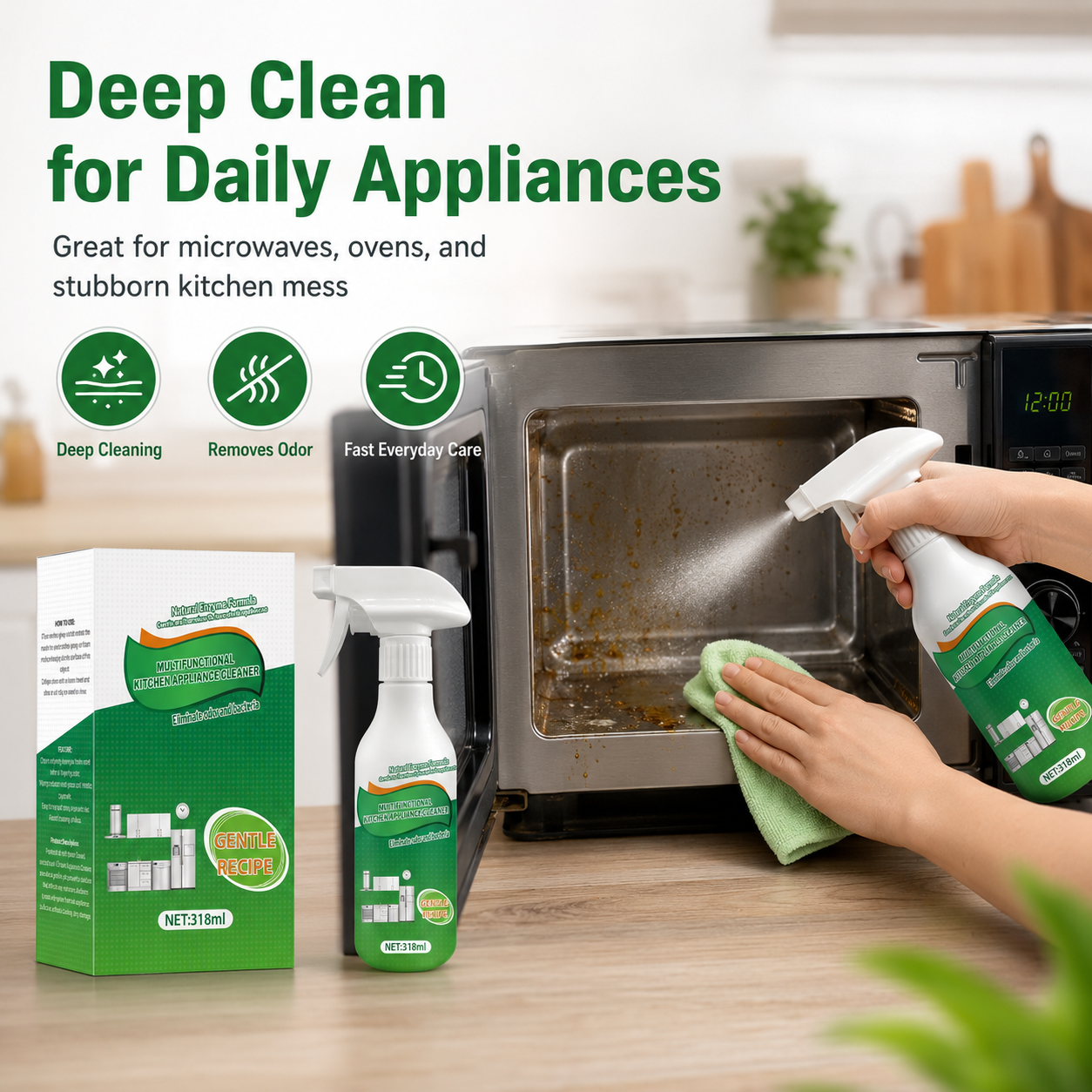 Kitchen and Bathroom Cleaner: Cleans, Removes Stains, and Eliminates Grime