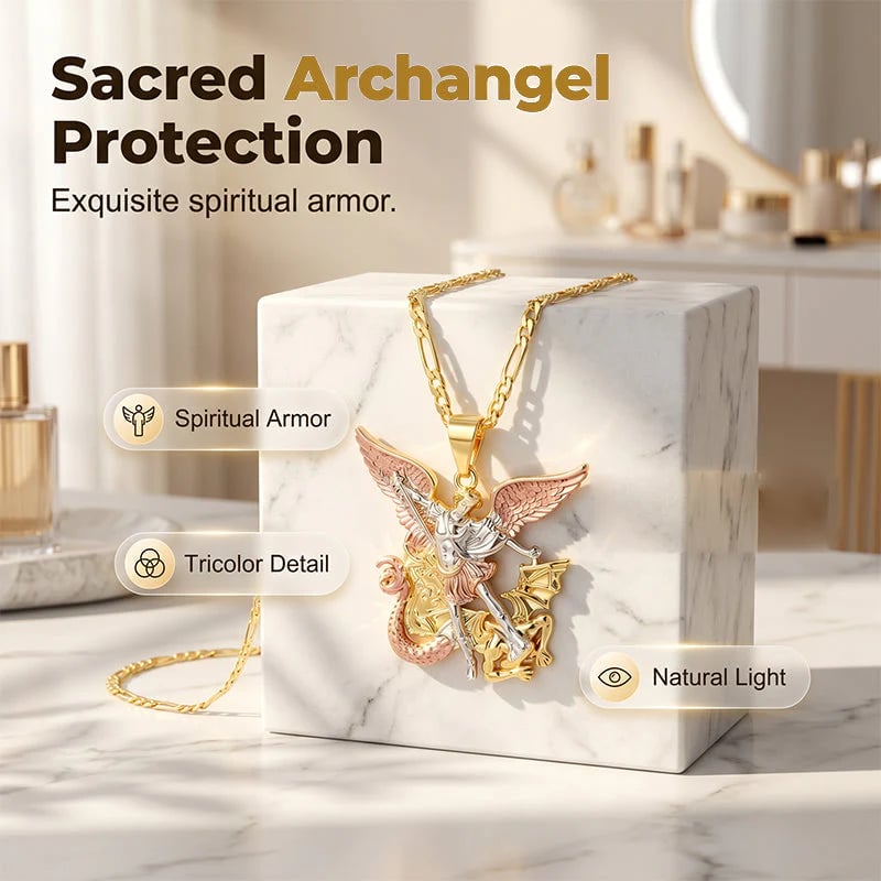 🎁2026 New Arrivals 50% OFF💥✨ Divine Protection Tri-Tone Angel Guardian Pendant Necklace 🕊️