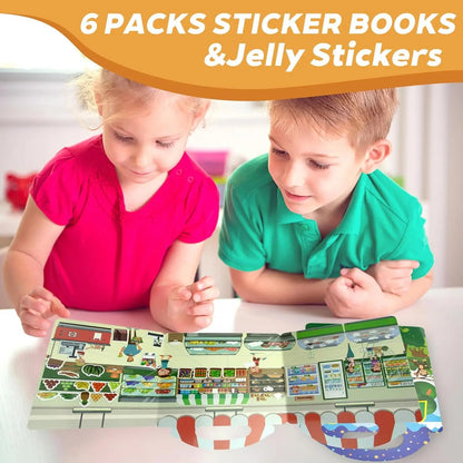 🧠📚Reusable Jelly Sticker Book for Toddlers 2-5, Portable Silicone Quiet Activity Travel Toy🎨