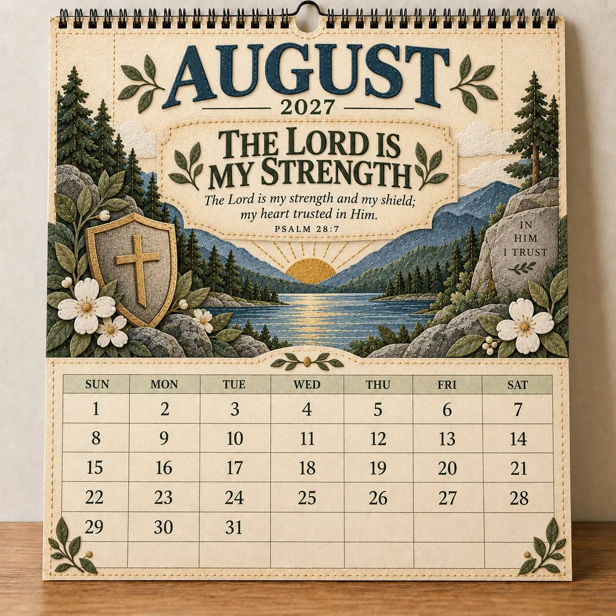 📖 2027 Psalms of Comfort & Strength Wall Calendar – 12-Month Scripture Art ✝️
