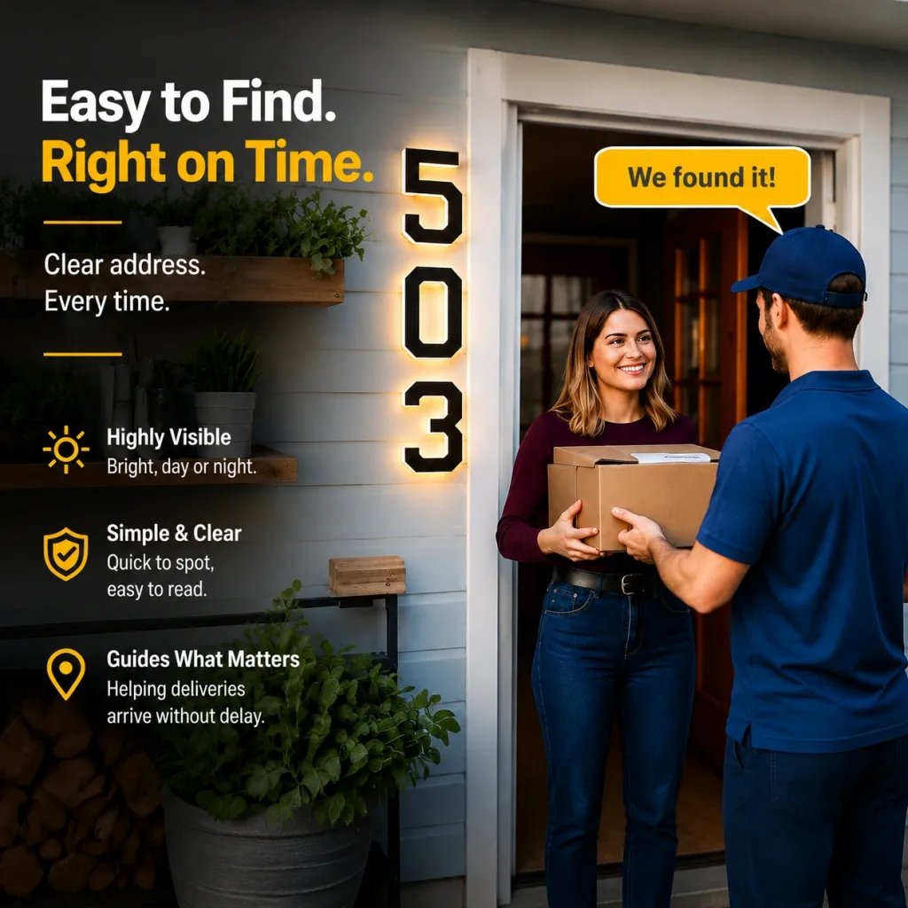 💡 Modern Solar Backlit Illuminated House Numbers | Wireless Dusk-to-Dawn Address Plaque 🏡