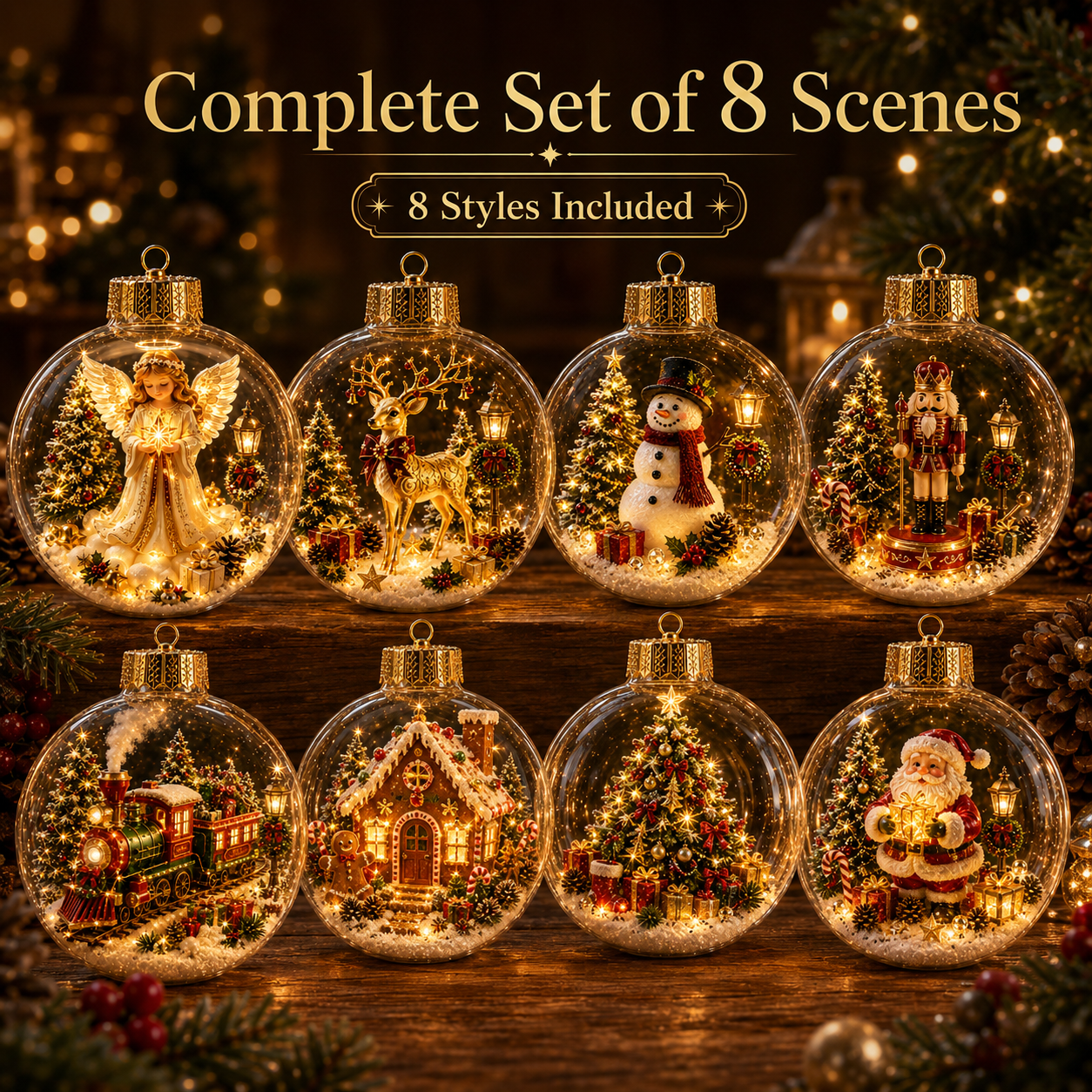 🔥 LIMITED-TIME 50% OFF 🔥 🎄 3D Miniature Christmas Globe Hanging Ornaments – 8 Collectible Scenes ✨