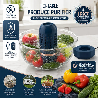 🥦 Portable Electrolysis Produce Cleaner – 10-Min Fruit & Veggie Wash
