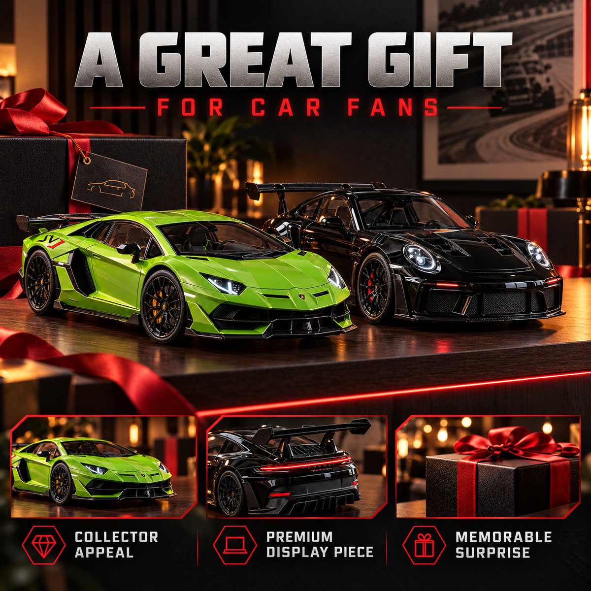 🔥50% OFF🔥🏎️ Track-Inspired Sports Car Display Model – Exhaust Mist Effect Collector Decor!!!