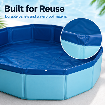 Pool Foot Bath—A non-inflatable, foldable, and stowable foot bath designed for use with pool entry ladders