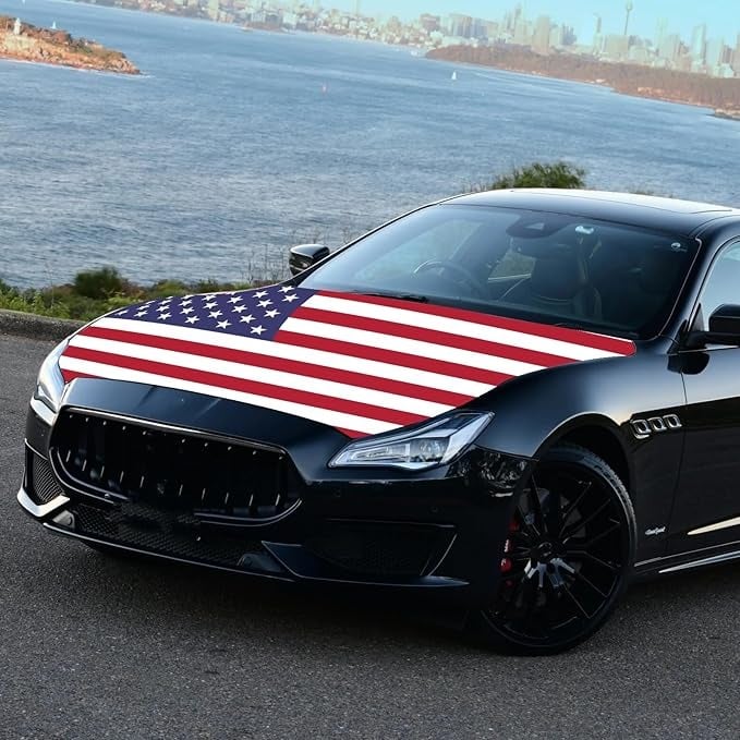 🎉4th Of July Flash Sale 65K+🔥American Car Hood Flag🦅No Glue No Tools🚗 Install in 1 Minute