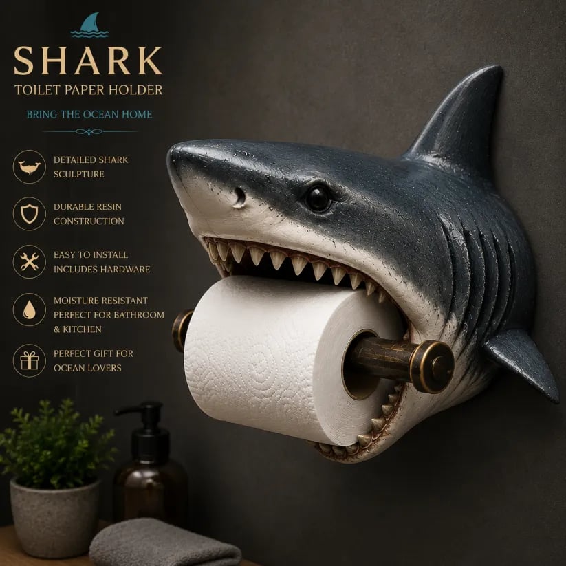 🚚 Buy 2 Get Free Shipping | 🌊 Ocean Guardians 3D Resin Toilet Paper Holder🐢🐙🦈