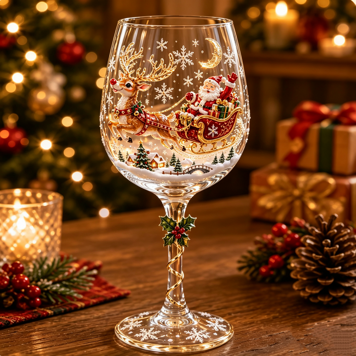 🎅🥂Christmas 3D Wine Glass Collection Gift Box Set