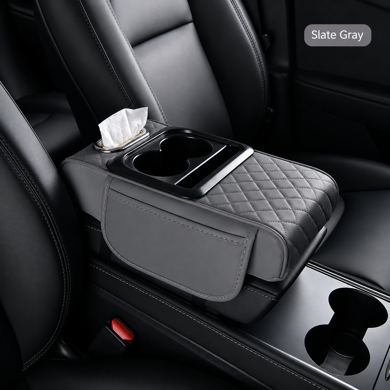 ✨ All-in-One Car Armrest Organizer – Cup Holder, Tissue Box & Side Storage