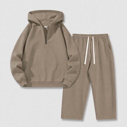 🧥 2-Piece Half-Zip Knit Hoodie & Straight-Leg Sweatpants Lounge Set 👖