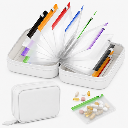 💊 14-Day Portable Pill Pouch Organizer Case with Color Zippers 💼