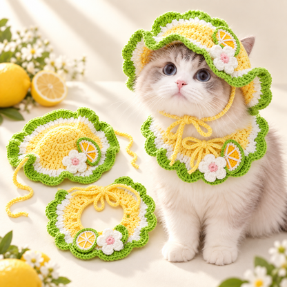 🐾 Handcrafted Crochet Pet Hat & Collar Set – Viral Cute Photo Costume Set ✨