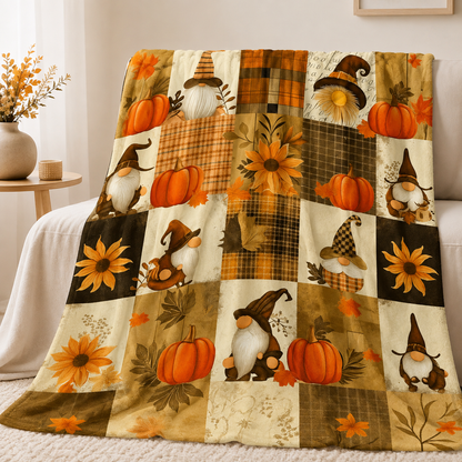 🎃 Halloween Autumn Printed Flannel Throw Blanket for Sofa & Bed 🍂