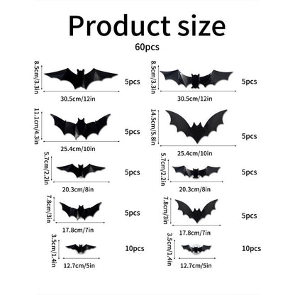 🦇 LED 3D Glowing Bat Wall Sticker Set Halloween Spooky Ambiance Decoration 🏷️