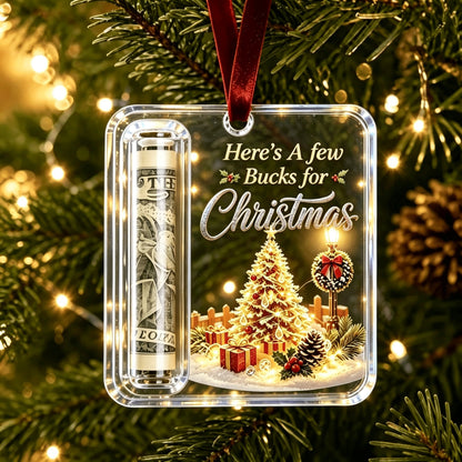 🎄 Christmas Cash Holder Acrylic Ornament – Tree Hanging Money Gift Keepsake ✨