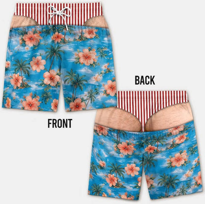 BUY 2 GET FREE SHIPPING 🚚💨 | 🇺🇸 Faux Leopard Thong Patriotic Swim Shorts 🩳