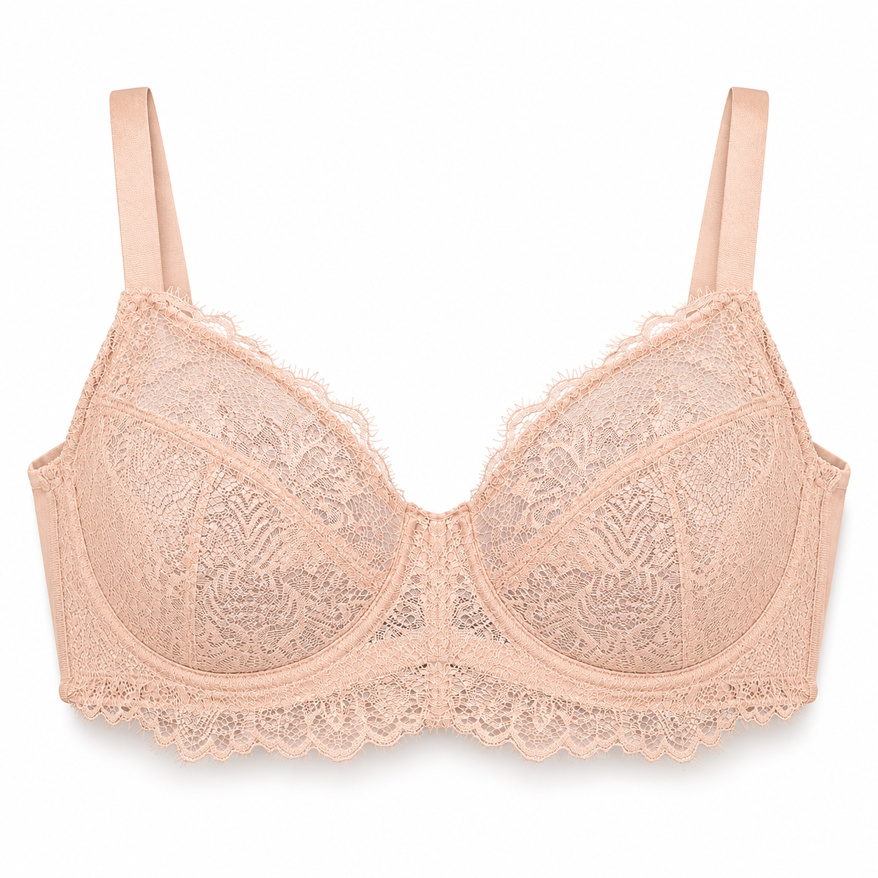🌸 Full-Coverage Lace Minimizer Bra with Plush Underwire & Smoothing U-Back ✨