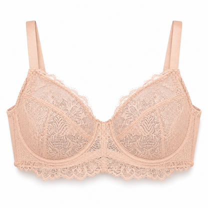 🌸 Full-Coverage Lace Minimizer Bra with Plush Underwire & Smoothing U-Back ✨