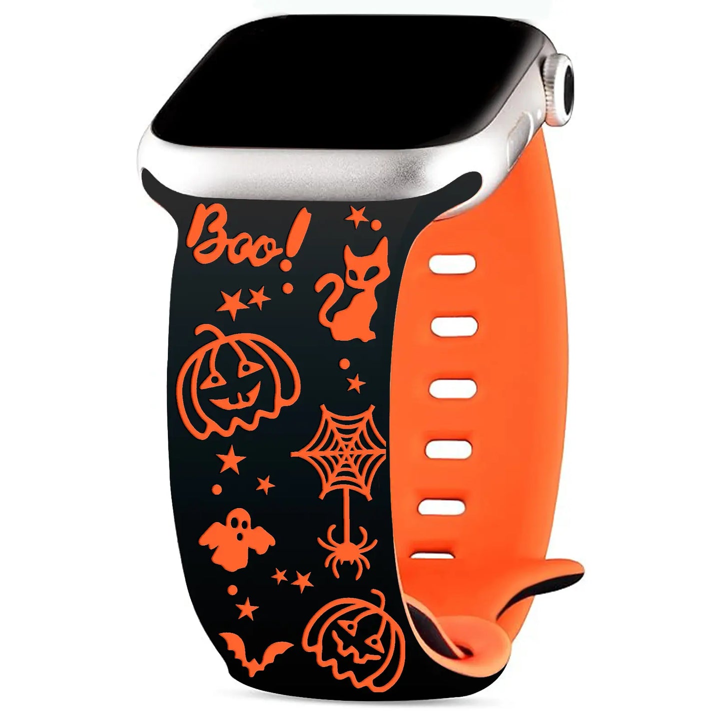 🎃 Halloween Engraved Silicone Watch Band with Butterfly Buckle 👻
